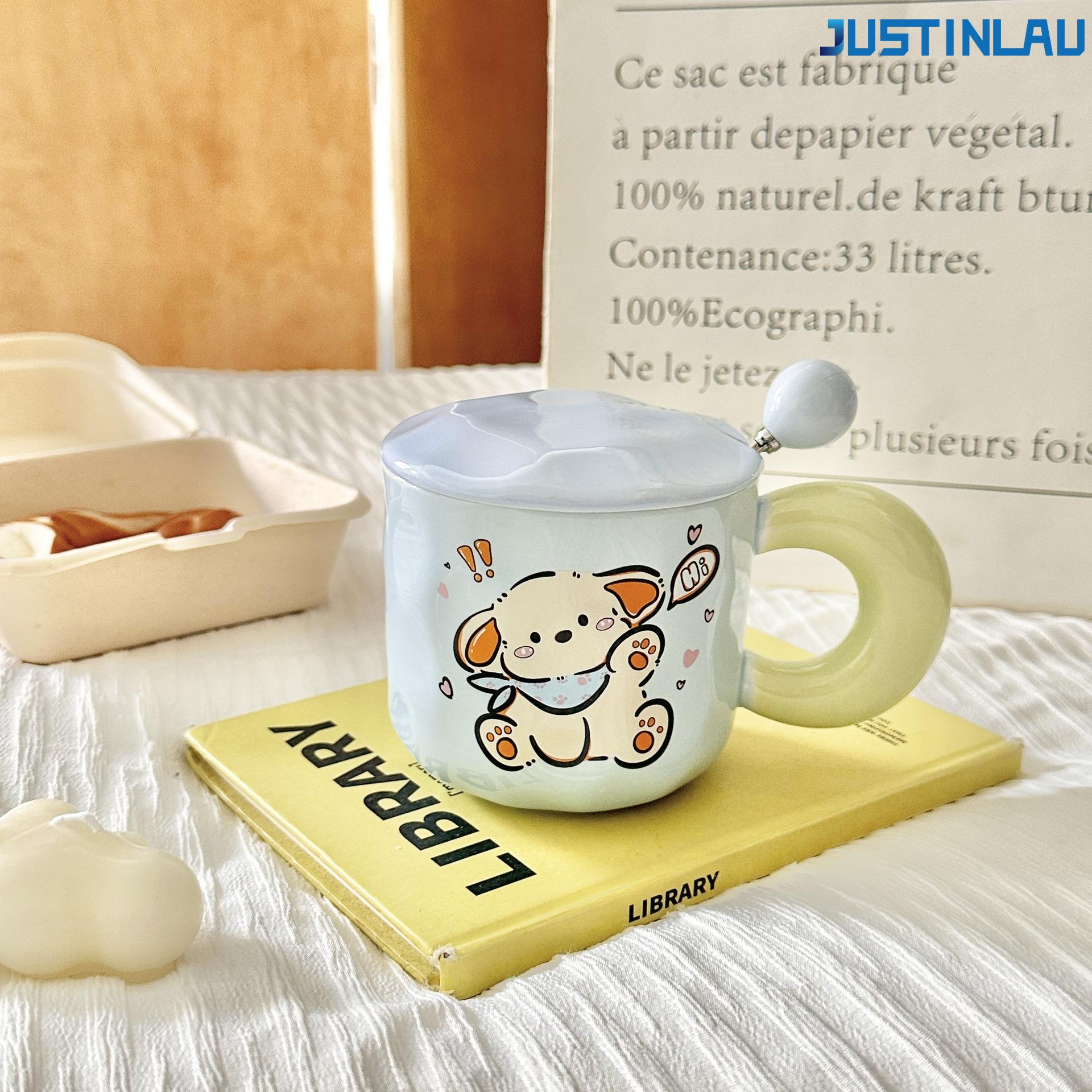 

Office Mug with Lid Spoon High Appearance Ceramic Cup Suitable for Girls Large Capacity Drinking Cup Ceramic Mug 400ml