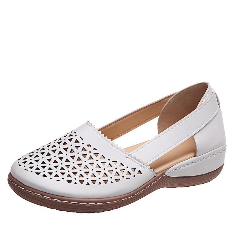 New style women's hollowed-out solid color casual everyday sandals with wedge heel, plus size.