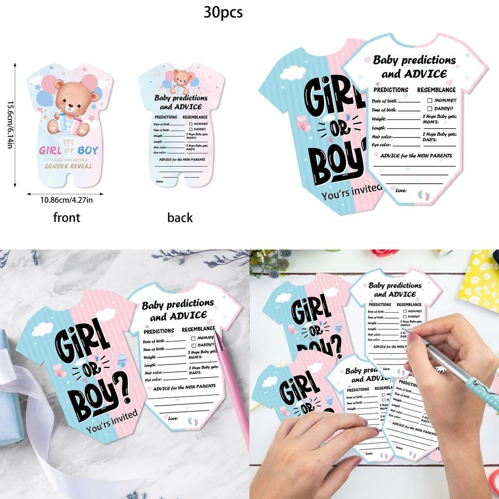 Party Gender Kids Reveal Cards Pack With Bear Illustration For Accessories Event