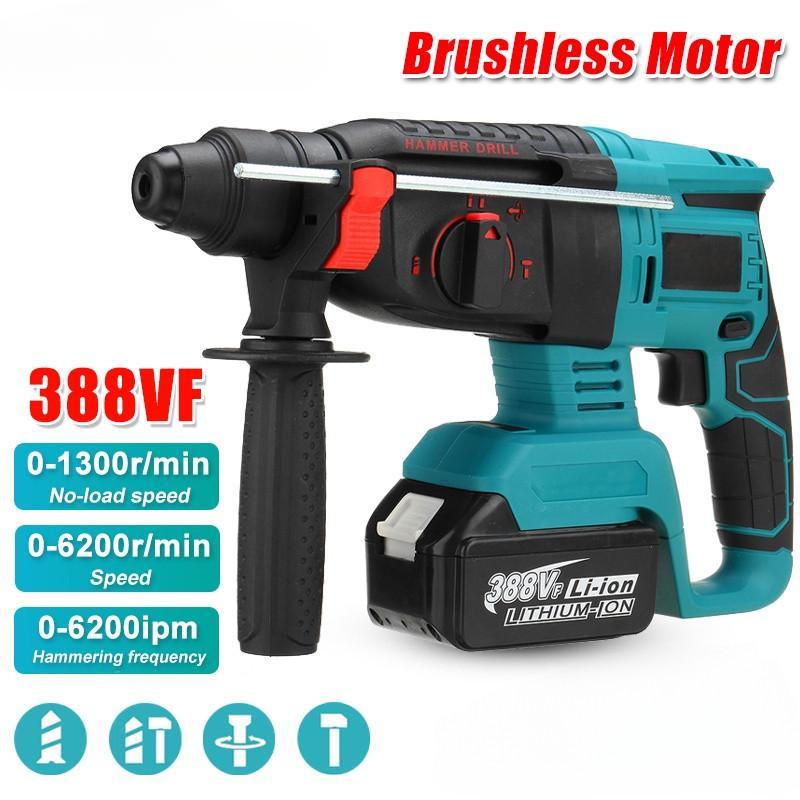 4 In 1 Brushless Electric Hammer Drill Rechargeable Cordless Rotary Hammer Impact Drill Perforator for 18V Battery