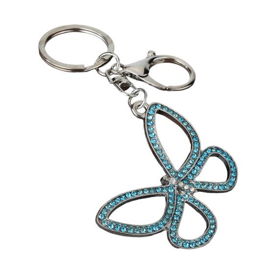 Rhinestone Butterfly Keychain Pendant Lightweight Keychain with Rotating Lobster Clasp Metal