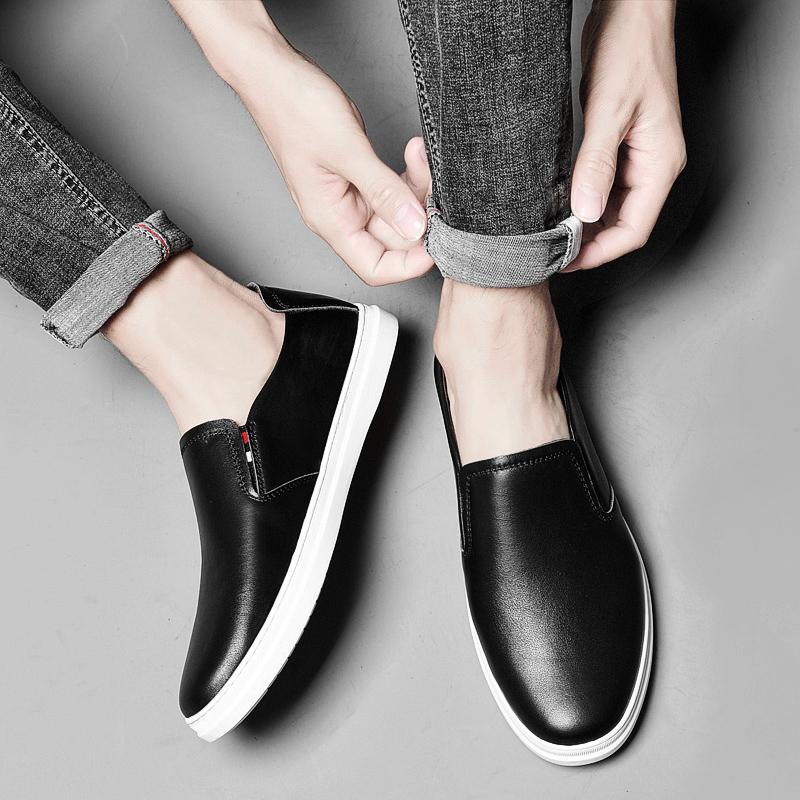Marca di Moda Scarpe Casual da Uomo Vera Pelle Uomo Stringate Traspiranti Morbide Sneakers Bianche Casual Ballerine Scarpe da Uomo Scarpe Slip-On