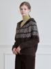 LE STUDIO Half-Zip High-Neck Jacquard Knit_Brown