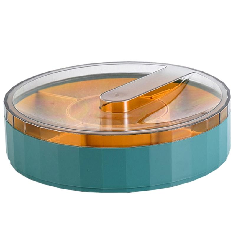 Efficient Single Layer Rotating Fruit Holder Elegant Bowl with Lid Functional Tray for Nut Dried Fruit and Food 1