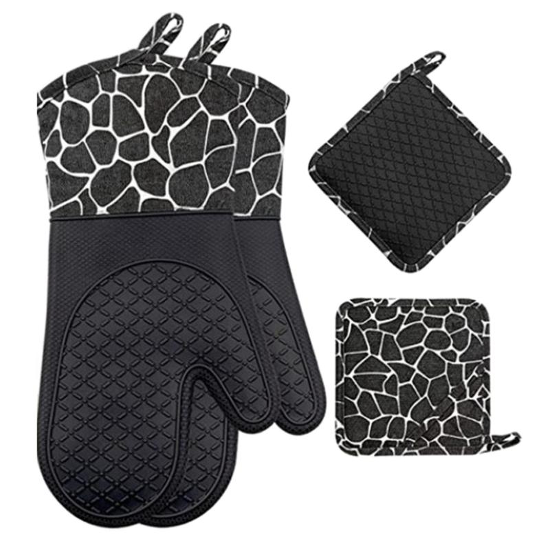 

Термостойкие прихватки для духовки, гибкие безопасные держатели для кастрюль, прихватки для барбекю для приготовления пищи X3UC чёрный