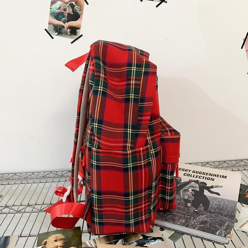 Studentský kostkovaný školní batoh Dámský velkokapacitní batoh Cestovní batoh