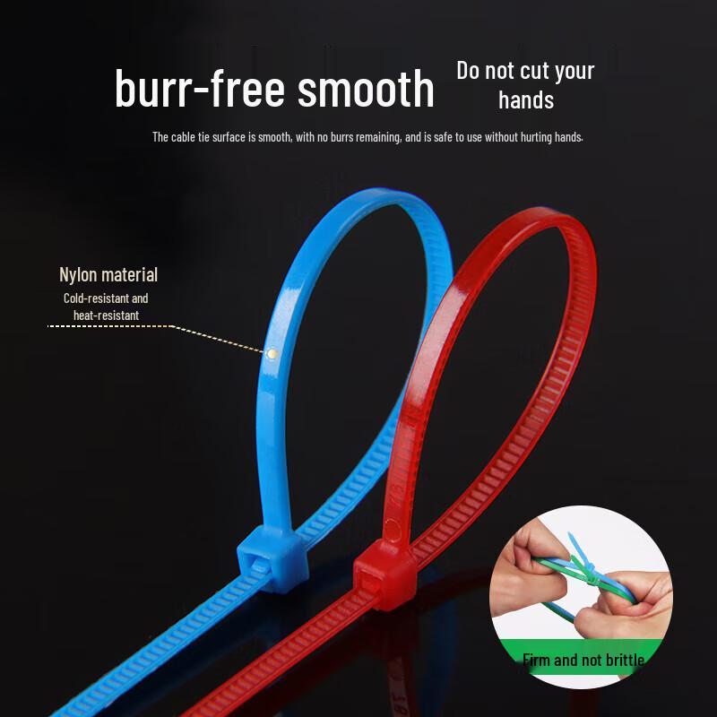 BQH High-Temperature Colored Nylon Cable Ties, Mixed Colors