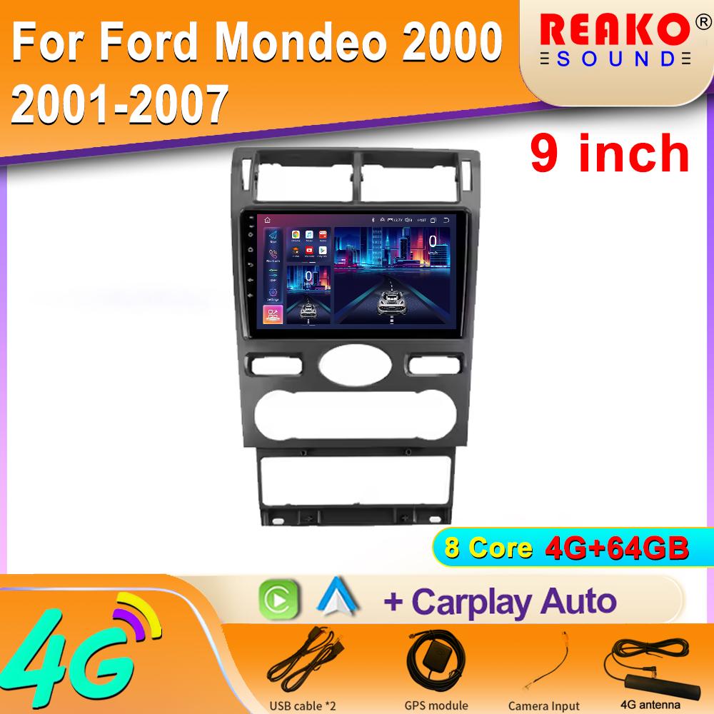Android 2K Bilradio För Ford Mondeo 2000 2001-2007 Video Multimedia Bluetooth-spelare Navigation GPS 4G Carplay stereo
