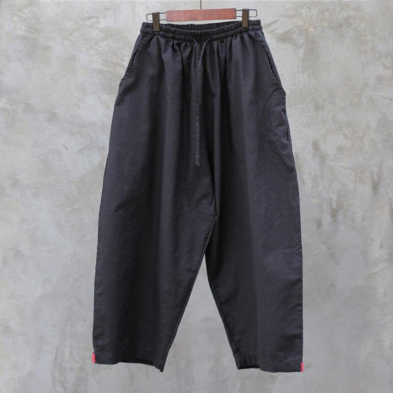 

Johnature женские широкие брюки с поясом, летние повседневные женские брюки One Size чёрный