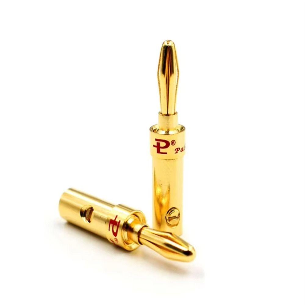 2Pcs Gold-plated Copper Audio Connector Adapter Black Red Audio Banana Connectors