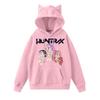 Damemote Casual Langermet trykt Rundhals hettegenser Pullover Topp med lommer