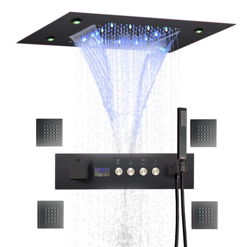 Wall-Mounted Thermostatic LED Shower Set with Digital Display and All-Copper Fixtures