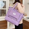 Large Capacity Foldable Travel Bag with Wet/Dry Separation, Diamond Quilted Nylon Tote for Gym, Yoga and Ladies Shoulder Bag - Hand Washable