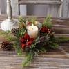 Artificial Flower Candle Wreath Romantic Pinecone Candle Rings Green Leaf Party Supplies Candlestick Wreath Christmas Decor