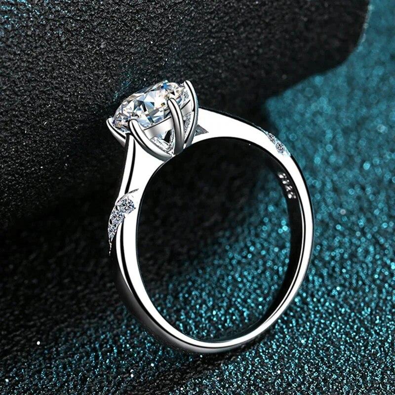 Anello Di Fidanzamento Con Tre Pietre Taglio Brillante Radiant Da 7 X 5 Mm - 9 X 7 Mm, In Argento Sterling, Realizzato Su Ordinazione - Italia - Foto 8