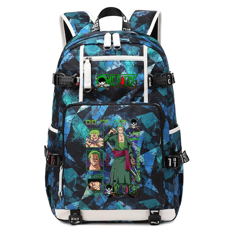 One Piece Zoro Print Large Capacity School Backpack For Kids Teens Anime Bookbag