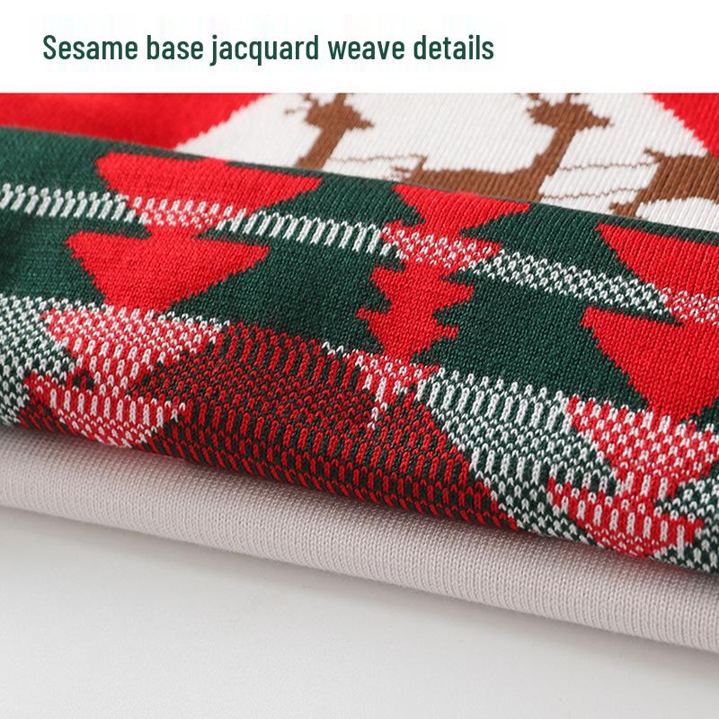 Christmas Kids' Sweater with Cartoon Sleigh, Reindeer & Santa Claus, Pullover Design, Long Sleeve
