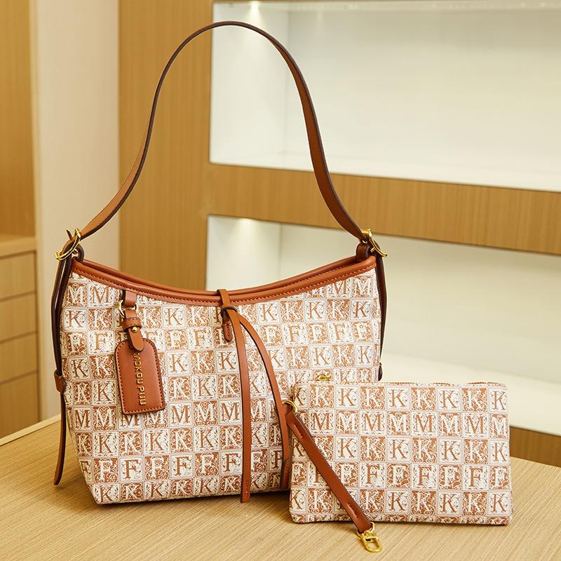 Large Capacity Mother and Child Bag Contrasting Color Printed Shoulder Bag Versatile Fashion Tote Bag Temperament Women's Baguette Underarm Bag Women