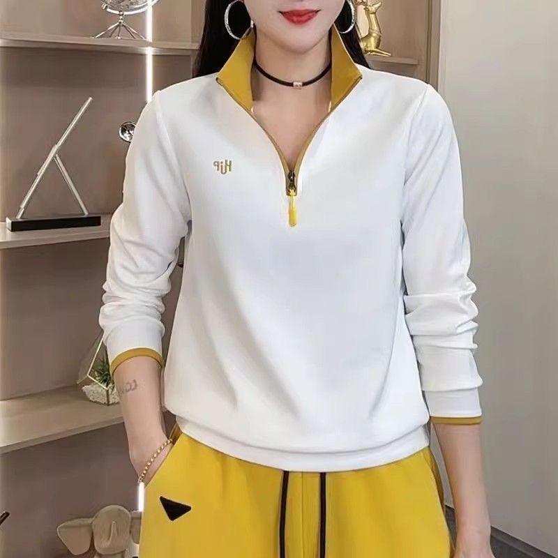 Women's Versatile Slimming Half-Zip Hoodie - Spring/Autumn Fashion Long Sleeve Top