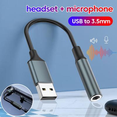 USB auf 3,5mm Audio Adapter Externe Soundkarte USB Stecker auf 3,5mm Buchse Aux Buchse Headset Mikrofon Lautsprecher Konverter für PC Laptop PS5 4Gutes Produkt