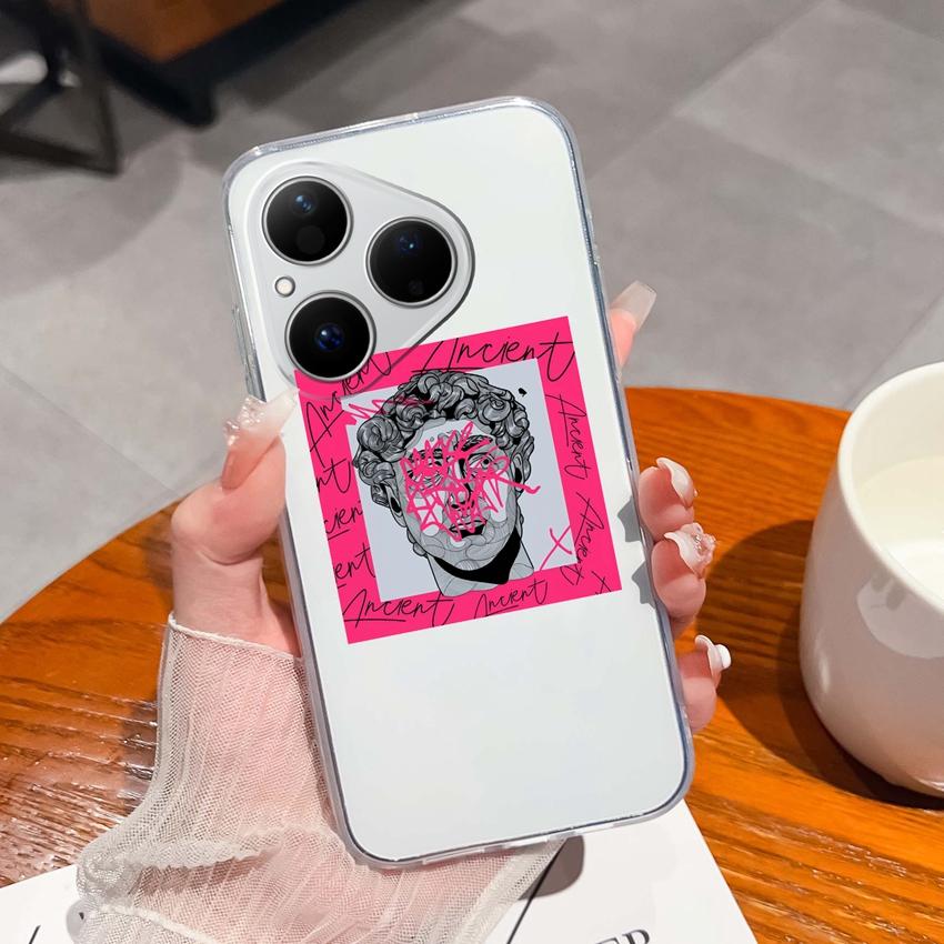 For Huawei Pura 80 70 Pro Plus Ultra Honor X6C 8C Phone Bags Cute Big Eyed Black Cat Patterns Luxury Transparent Lens Protection Case For Huawei Shell