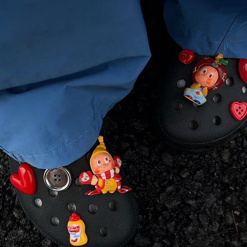 8PCS Fashion Shoe Charms Set Accessories Hole Shoe Buckle Cute Cartoon Animal Fruit DIY 3D Shoes Decorations Kids Party Gift