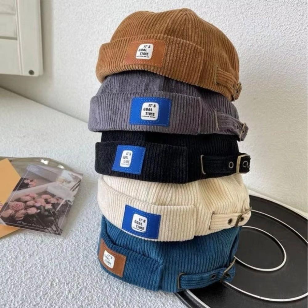 Adjustable Brimless Hat Solid Color Vintage Dome Hat New Landlord Hat Winter
