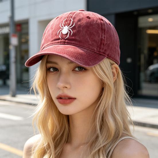 Embroidery Pattern Baseball Hat, Adjustable Back Buckle Retro Distressed Style Baseball Cap, Washed Cotton Fabric Outdoor Sunshade Hat