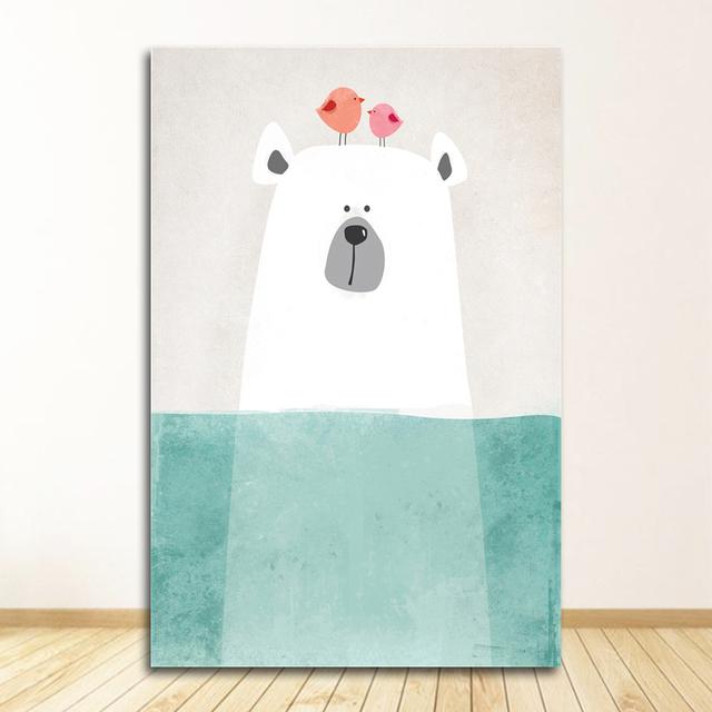 Painting Print Baby Room Home Wall Decor Nordic Cute Animal Hippo Penguin Polar Bear Portrait A4 A3 A2 Canvas Art Poster