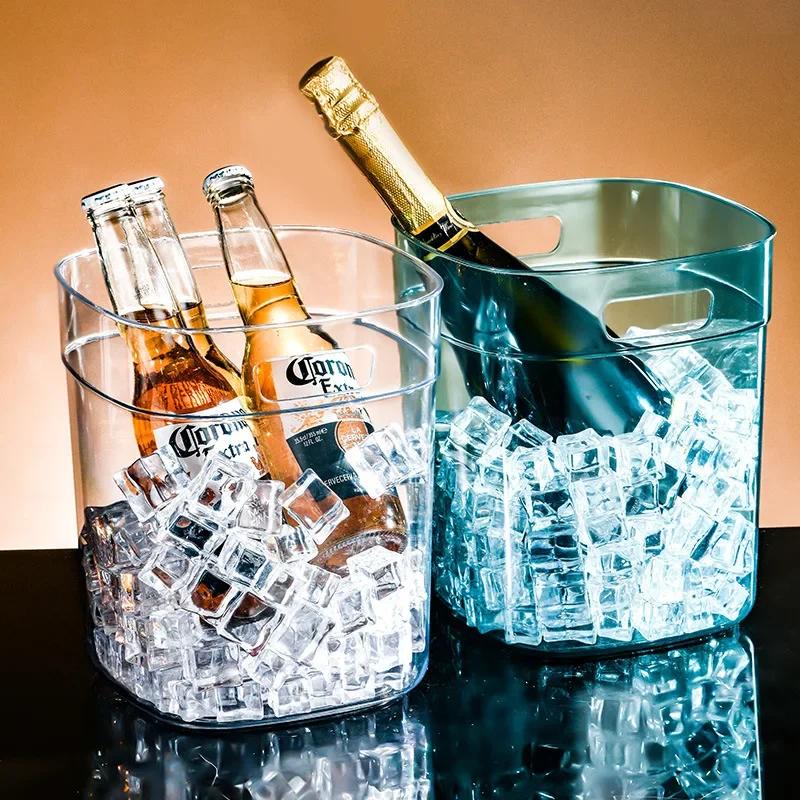 2026 New Creative Ice Bucket PET Bar KTV Restaurant Commercial Ice Bucket Transparent Plastic Champagne Ice Bucket