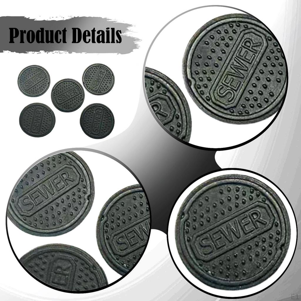 5 Pieces 1/64 Manhole Cover Models Miniature Covers Decorative for Collectors Mini