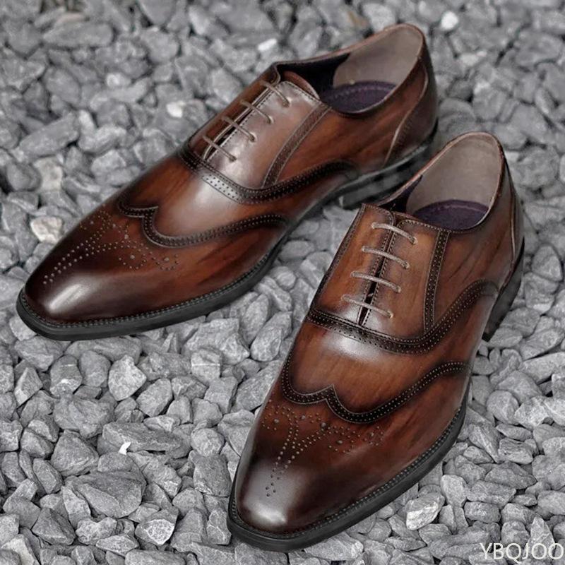 Fashion Men's Imitation Wood Grain Square Toe Leather Shoes with Versatile Design Low Cut Casual Business Leather Shoes Zapatos Hombre
