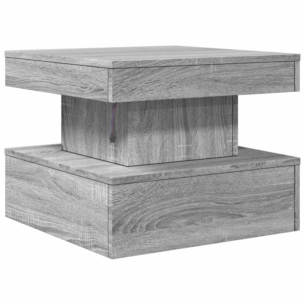 Coffee Table with LED Lighting, Grey Sonoma Oak, 50x50x40 Cm