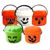Mini Halloween Candy Bucket Spooky Ghost Pumpkin Candy Bucket Plastic Candy Bowls with Lid And Handle for Trick or Treat Halloween Party Favors