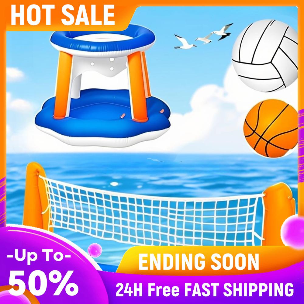 

Floating Volleyball Set 2 In 1 Pool Volleyball Set & Basketball Hoop Pool Basketball and Volleyball Game for Kids Adults China Mainland