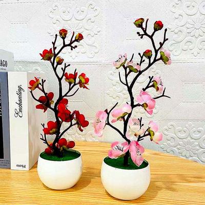 Plante en Pot de fleur de prunier artificielle, faux ornements de Table pour la maison et le bureau