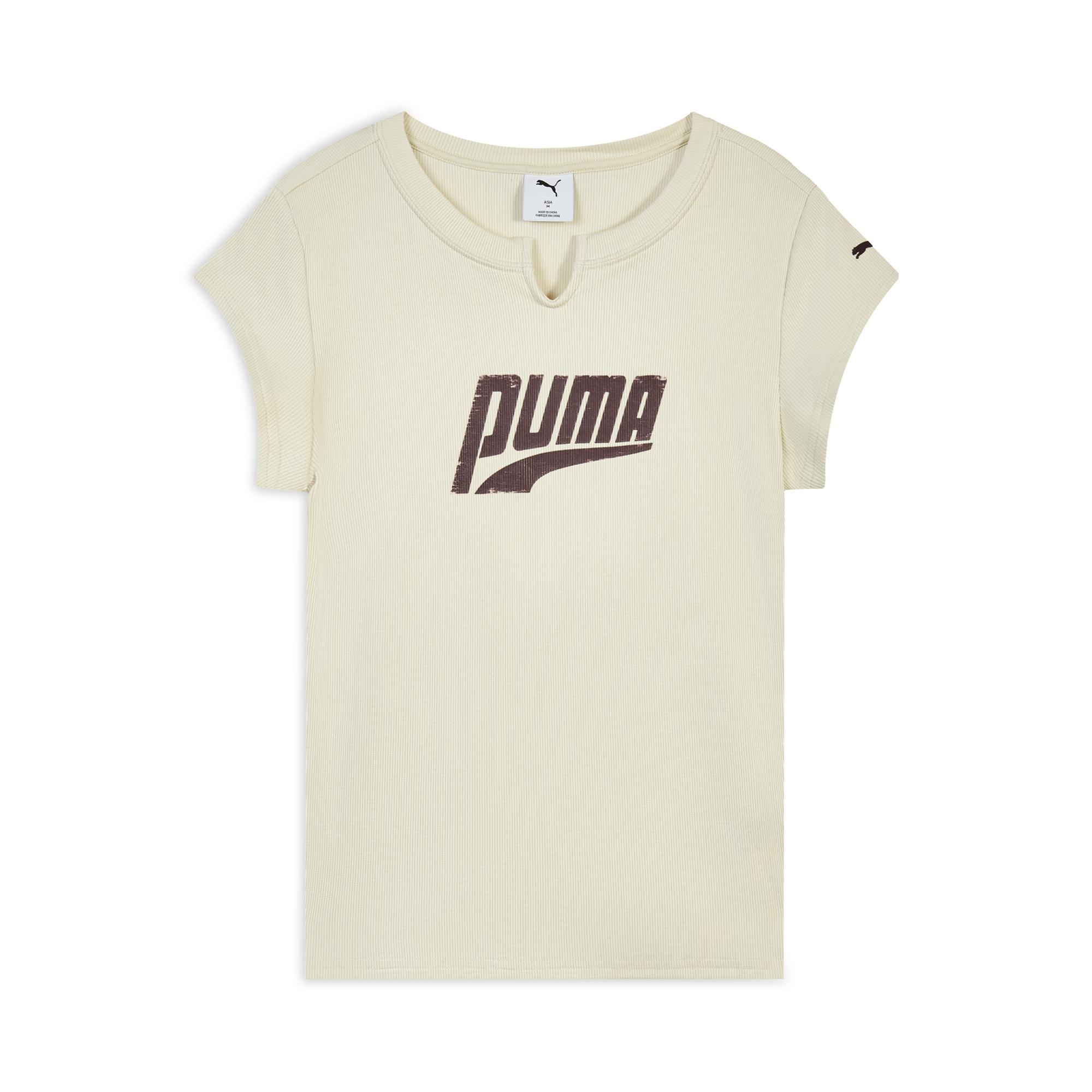 Puma Ribbed Slim Fit Sports Comfortable Pullover Short Sleeve T-Shirt Women tops 638607-87 S