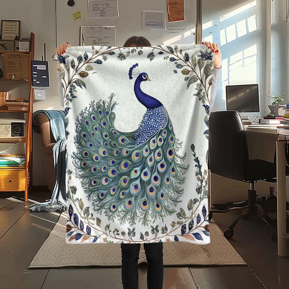 Peacock 2 Print Flannel Blanket, High Quality Comfortable for All Seasons, Home Decor, Warmth and Comfort