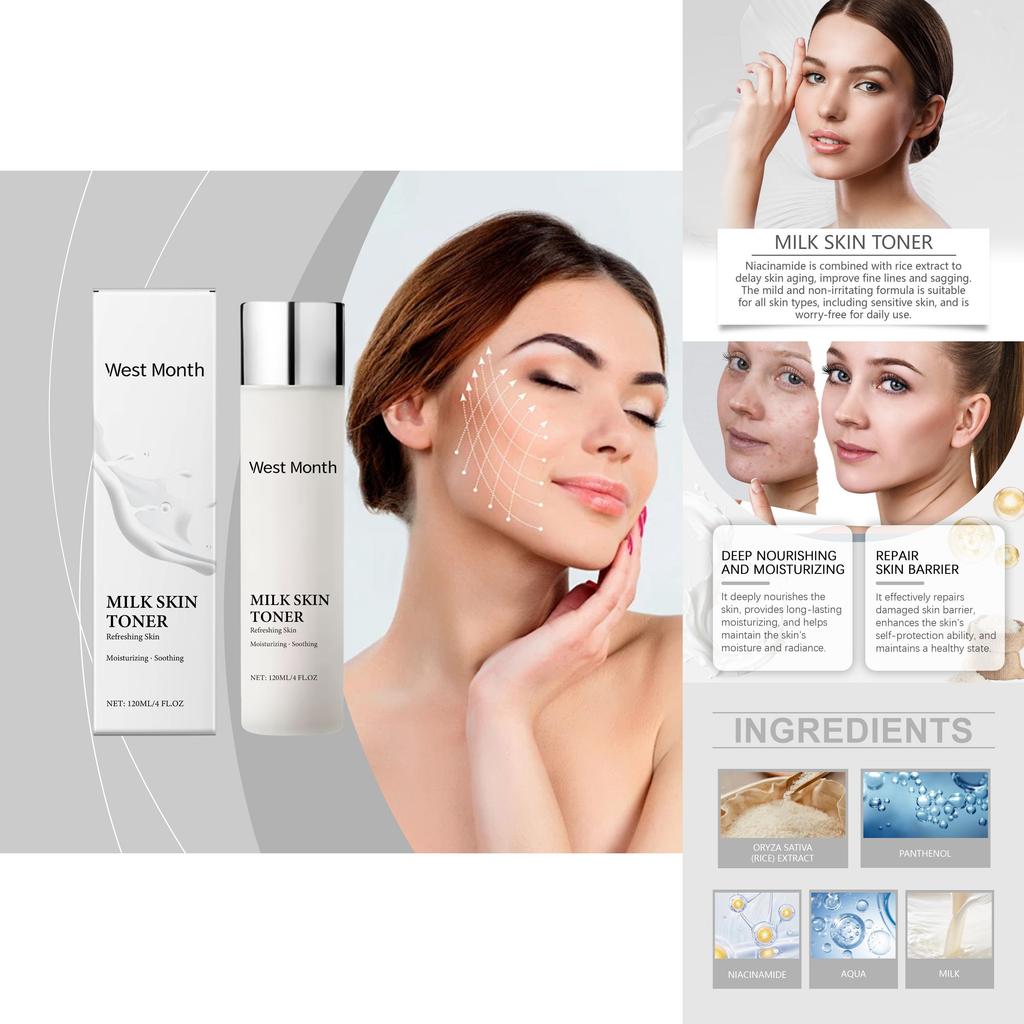 West Month Niacinamide Toner Nourishing Skin Repair Enhancing Brightening Hydrating Formula 120ml