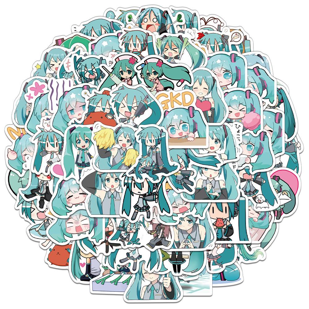 65-Piece Hatsune Miku Decorative Sticker Set for Luggage & Notebooks