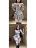 Korean-Style Petite Women's Spring Outfit: Off-Shoulder Top & Pleated Mini Skirt Set