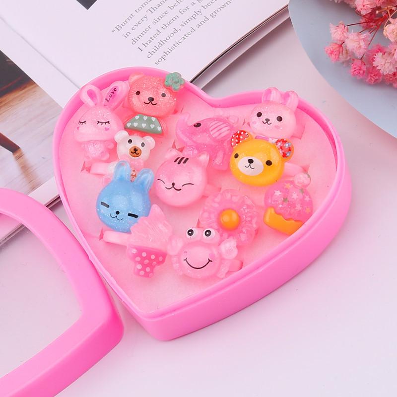 Kids' Faux Diamond Crystal Cartoon Gem Ring Set - Kindergarten Gift