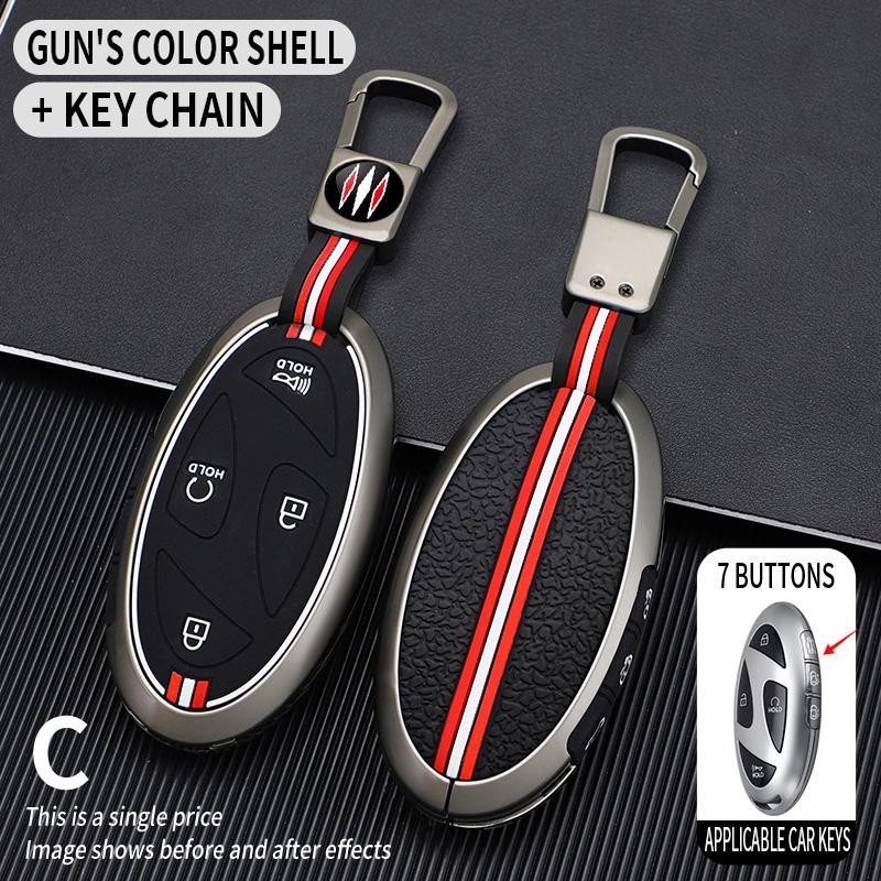 5 7 Buttons Zinc Alloy + Silicone Car Key Case Cover For Hyundai Kona Ev Grandeur GN7 IONIQ 6 2025 2025 Remote Key Protect Shell