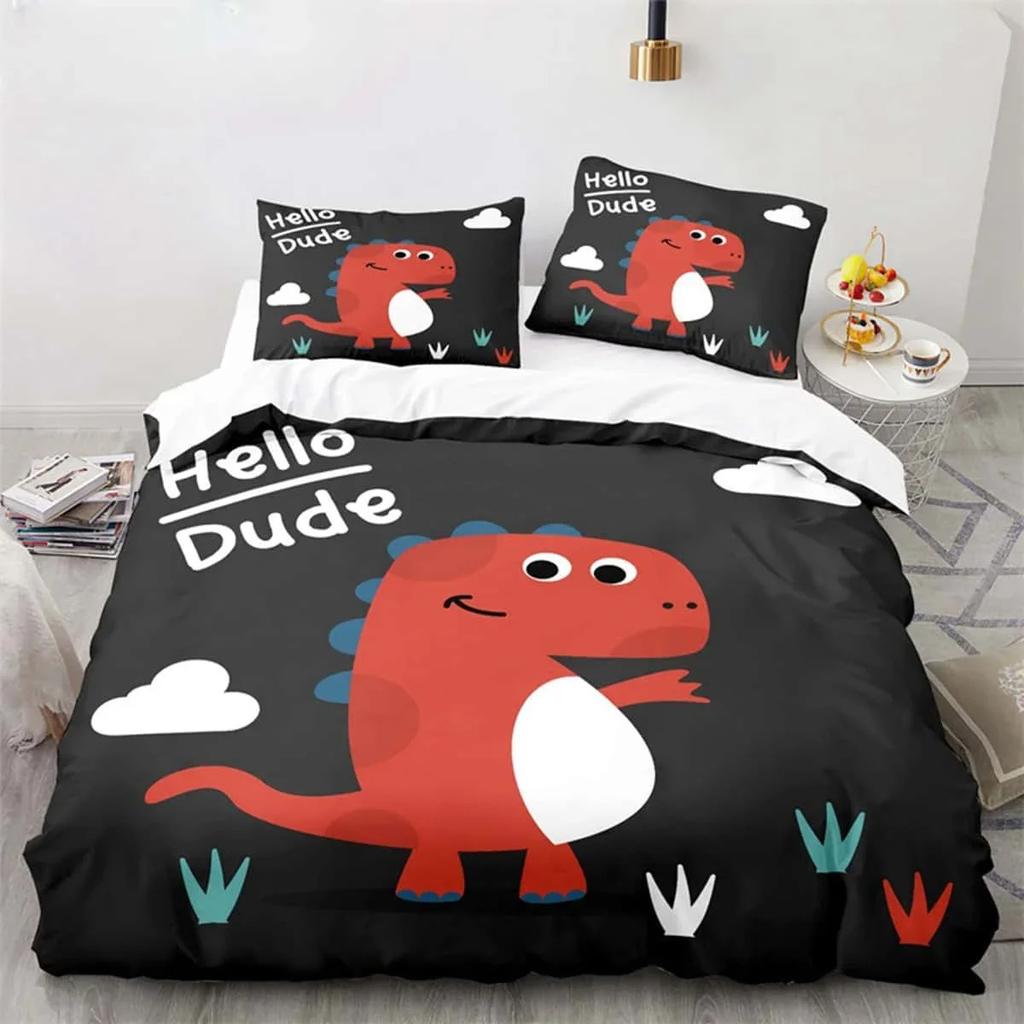 Desene animate dinozaur pilotă capac drăguț animal lenjerie de pat set twin pentru copii băieți fete decor microfibră pilotă capac cu fețe de pernă