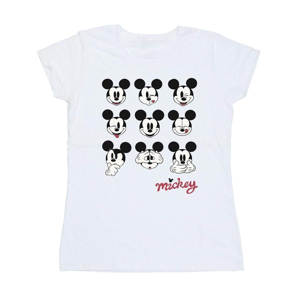 Disney Womens/Ladies Mickey Mouse Many Faces Cotton T-Shirt