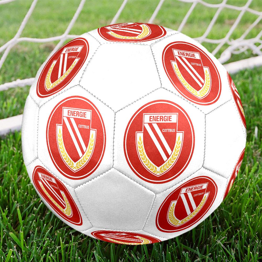 Energie Cottbus Logo Size 5 Soccer Ball, Machine-Stitched PVC, Durable & High Bounce, All Ages Fit, Fan Merchandise, Matches & Outdoor Use.