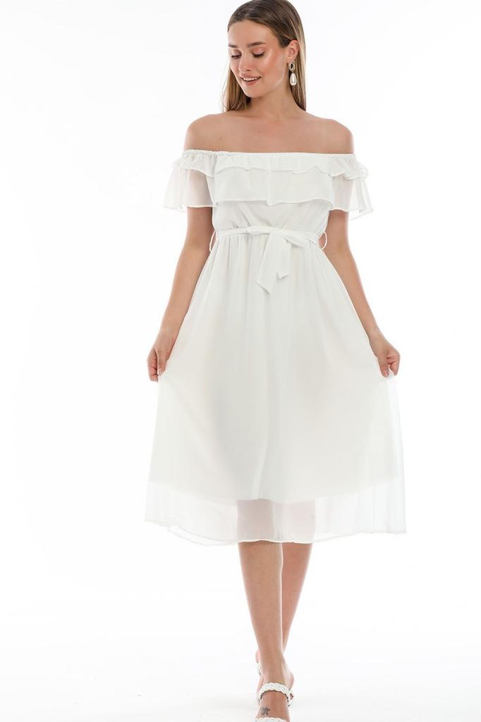 Damska sukienka w dużym rozmiarze Madonna Sukienka z kołnierzykiem w dużych rozmiarach