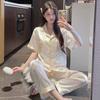 Summer Girl High-End Love Short-Sleeved Trousers Pajamas Women'S Ice Silk Cool Casual Loungewear Set