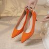 Professionelle High Heels Damen Spitz zulaufend Flacher Ausschnitt Große Größe Einzelne Schuhe Mikrofaser Schwarz Mittlerer Absatz OL Flugbegleiterin Kleid Arbeitskleidung