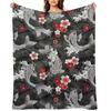 Koi Sakura Blossom In Black Throw Blanket Blankets Ands Luxury Designer Anime Decoratives Blankets